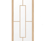 Massieve eiken binnendeur TBG037 met asymmetrische verticale rechthoek over twee glasvakken