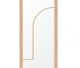 Massieve eiken binnendeur TBG039 met twee glasvakken en asymmetrisch rond element 