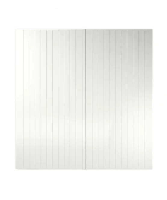 Witte geïsoleerde garagedeur SV1000 met verticale groeven en rechte bovendorpel van Top Deuren
